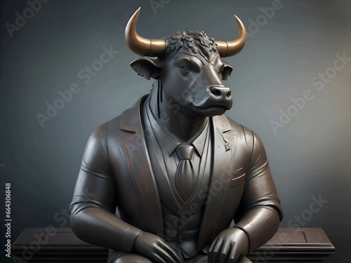 Human bull statue standing