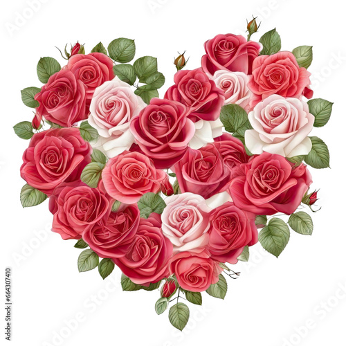 Heart of roses on a white  isolated  background .png 