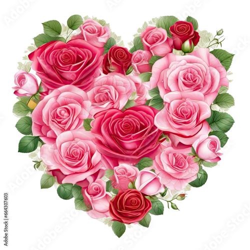 Heart of roses on a white  isolated  background .png 