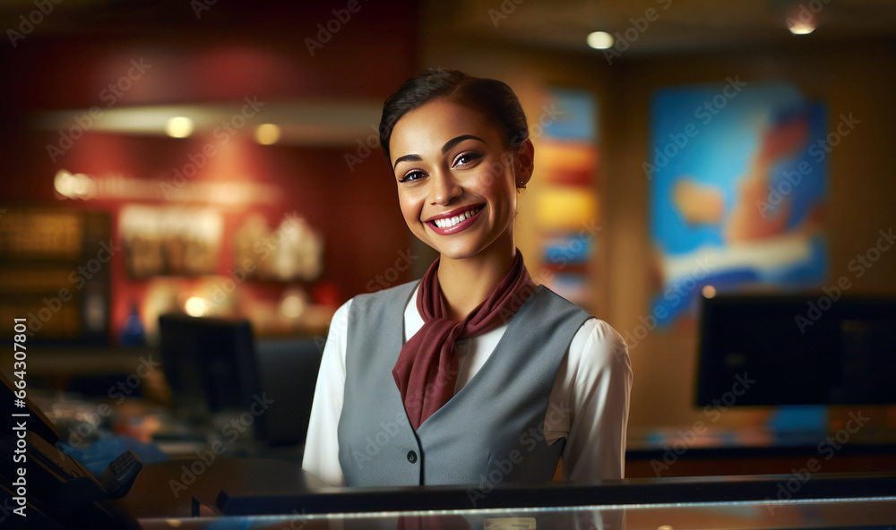 Fototapeta premium portrait of a woman in a hotel reception