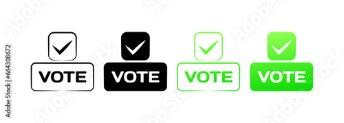 Vote buttons. Different styles, check mark, vote buttons. Vector icons