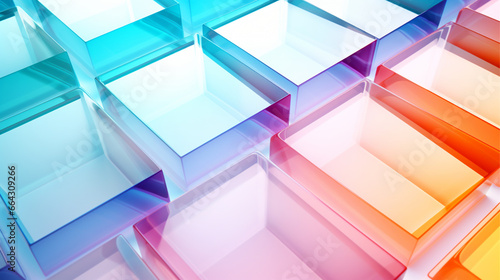 Abstract colorful transparent background with rectangle shape, 3D illustration.