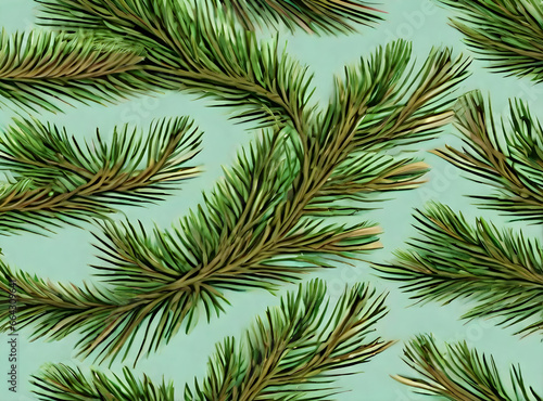 3D fir branch on vintage painted background