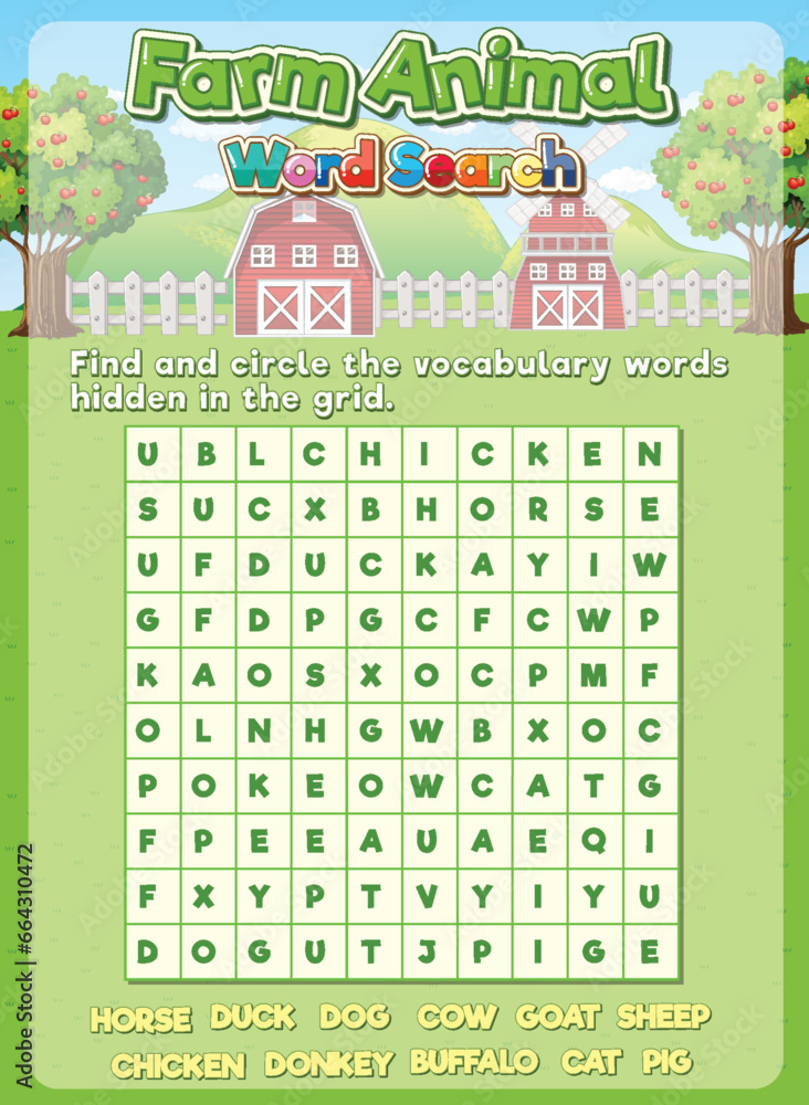Vetor de Find Hidden Words: English Word Search Puzzle Game do Stock ...
