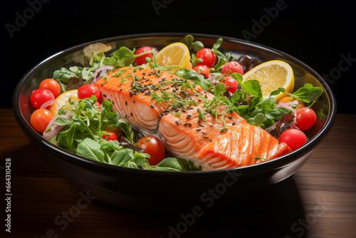 Fresh salmon vegetable salad