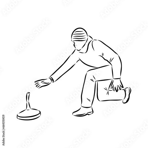 bavarian curling sport, vector sketch . Vector element of winter ice sports.