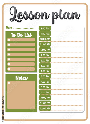 Lesson Plan Schedule with Hourly To-Do List