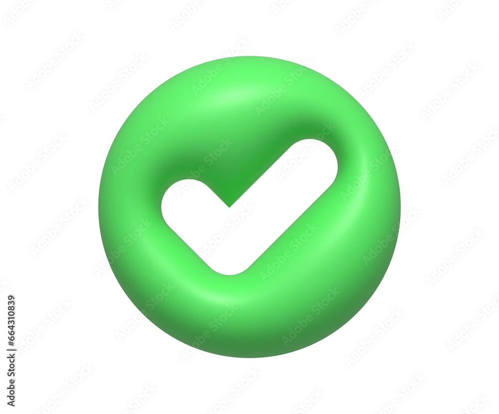 3d check mark tick verified minimal heart icon. 3d illustration