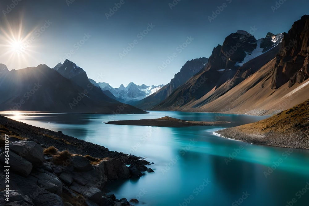 Obraz premium lake and mountains