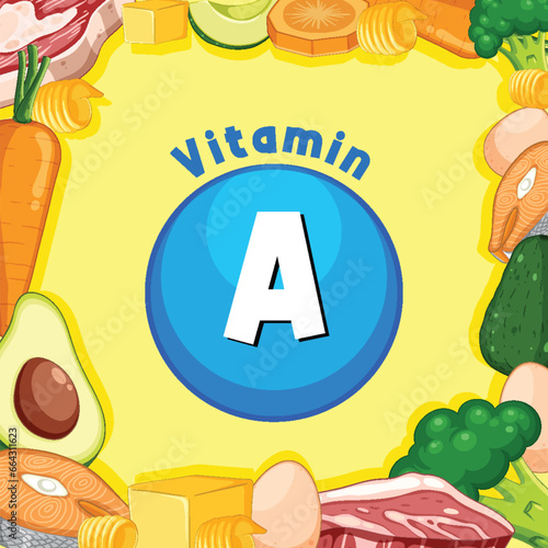 Educational Group of Food Containing Vitamin A