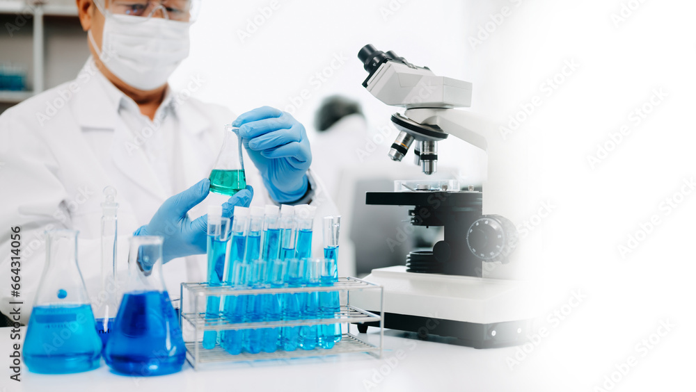 Scientist team meeting and writing analysis results in the laboratory study and analyze scientific sample Scientist team meeting and writing analysis results in the laboratory study and analyze scientific sample