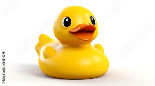 Yellow Rubber Duck on White Background