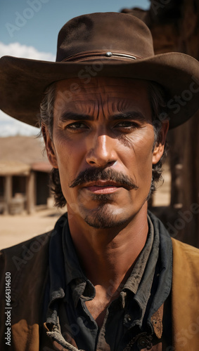 portrait of a cowboy with a mustache