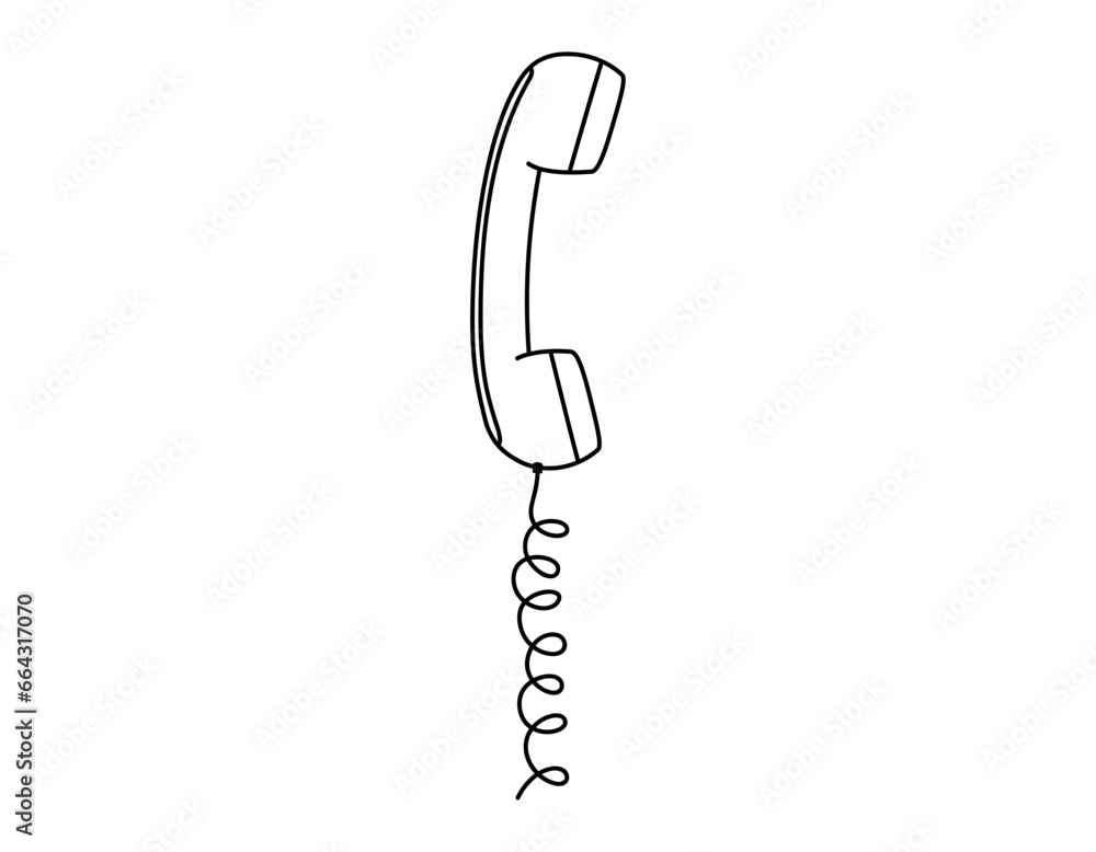 Hand drawn cute outline illustration of retro phone handset. Flat vector old telephone with dial sticker in simple line art doodle style. Call device line icon or print. Isolated on white background. Hand drawn cute outline illustration of retro phone handset. Flat vector old telephone with dial sticker in simple line art doodle style. Call device line icon or print. Isolated on white background.