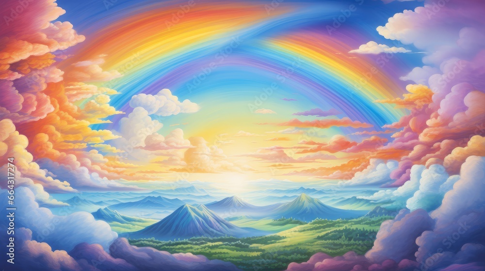 landscape of a spiritual and religious style filled with hope, beautiful landscape under a colorful sky. Generative AI landscape of a spiritual and religious style filled with hope, beautiful landscape under a colorful sky. Generative AI