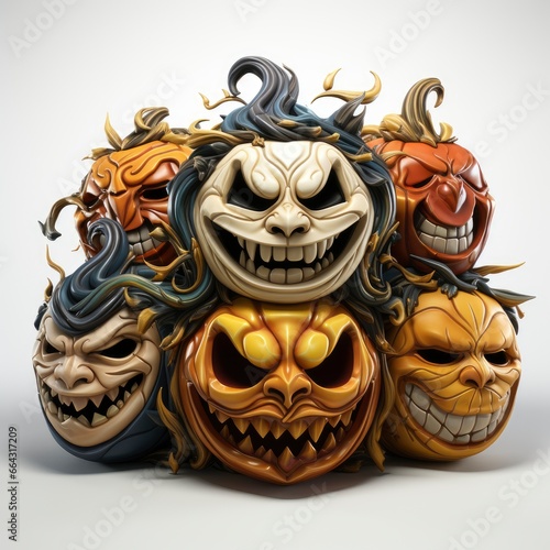 Halloween Masks Cartoon 3D , Cartoon 3D, Isolated On White Background, Hd Illustration