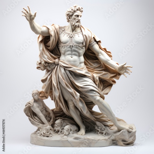 Full View Historical Statue Cartoon 3D, Isolated On White Background, Hd Illustration