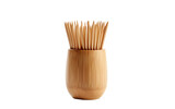 Bamboo Toothpick Organizer Stand on Transparent Background