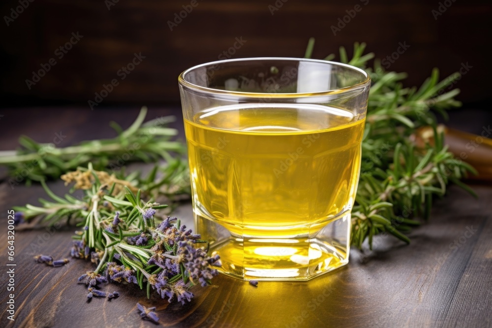 fresh brewed herbal tea in a glass fresh brewed herbal tea in a glass