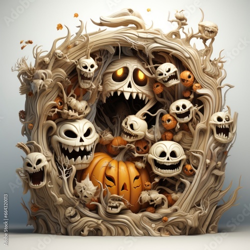 Spooky Wall Art, Cartoon 3D, Isolated On White Background, Hd Illustration