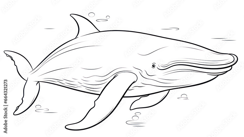 Blue Whale Coloring Page in line art hand drawn style perfect for Kids Blue Whale Coloring Page in line art hand drawn style perfect for Kids