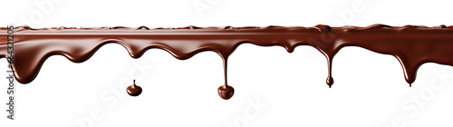 Pouring melting chocolate dripping isolated on transparent background cutout, png