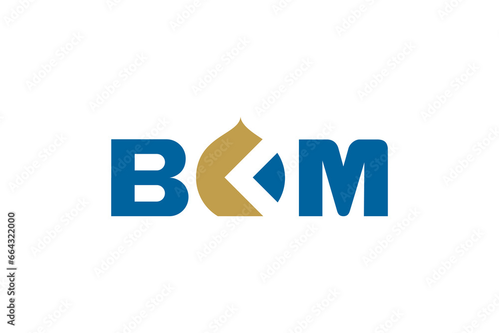 Monogram of letters B, K and M. Islamic Mosque. editable. Monogram of letters B, K and M. Islamic Mosque. editable.