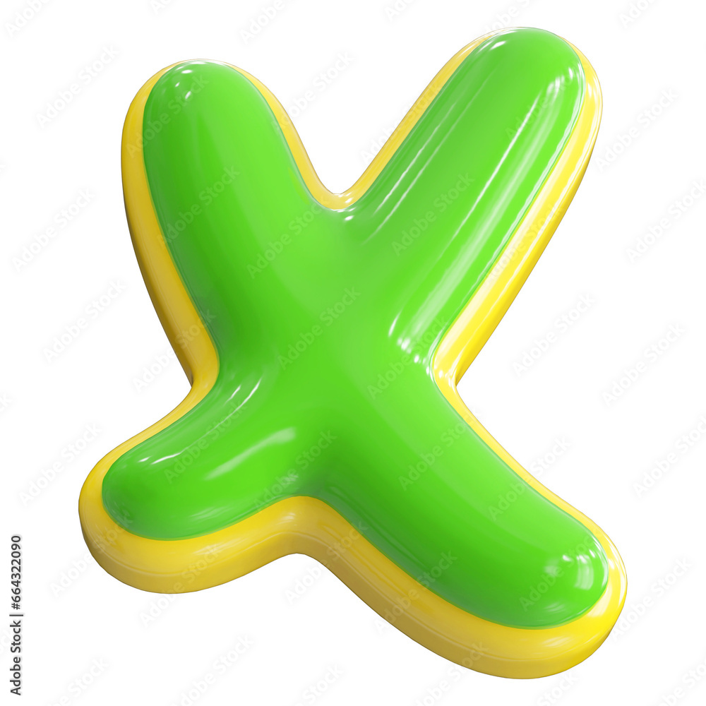 Fototapeta premium Green Letter X Font Bubble