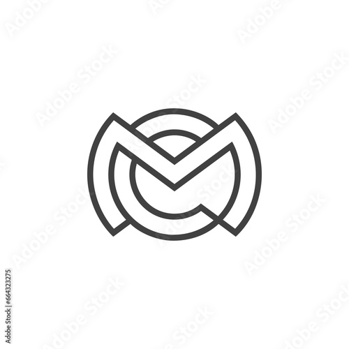 The monogram is the letter M and C. Elegant and outline.