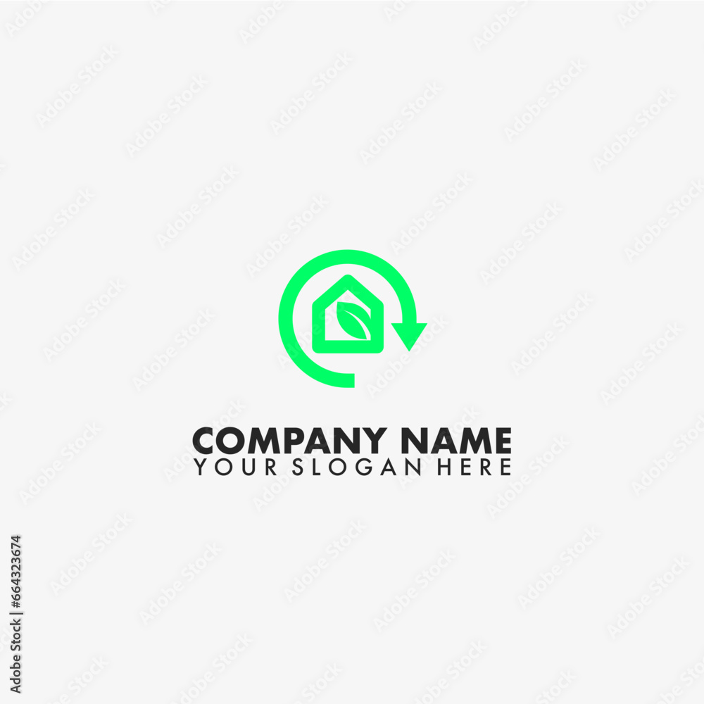 Green house and renewable logo vector.