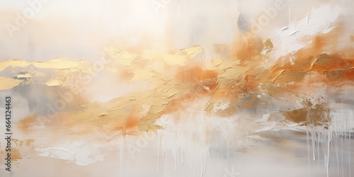 AI Generated. AI Generative. Soft golden beige color abstract watercolor ink drawing painting decorative background. Luxury fashion template backdrop