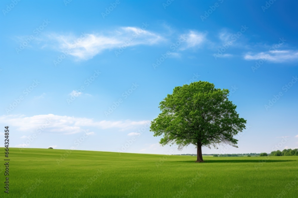 a lone tree in an open green field a lone tree in an open green field
