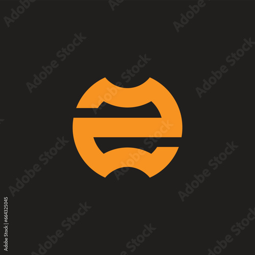 num ber 2 e simple geometric circle logo vector