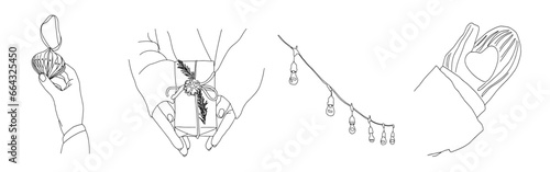 Vector illustration on the theme of Christmas and New Year in doodle style.Lonely Christmas.Vector illustration with people celebrating New Year in doodle style. Christmas 2024.