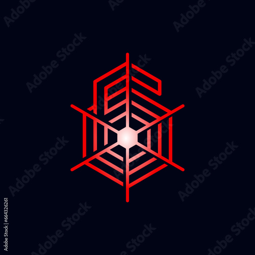 The logo is a spider web 60. Hexagon, elegant and outline.