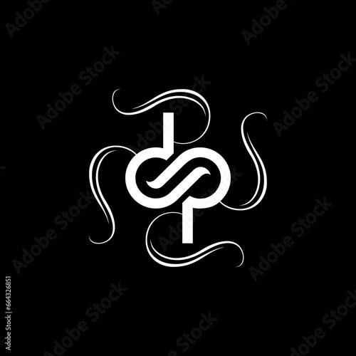 monogram script letters d and p. Classic and script.