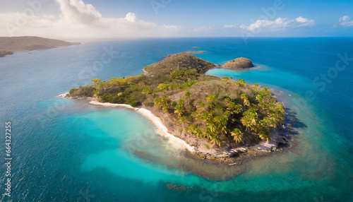 Bird's-eye perspective of a Caribbean island