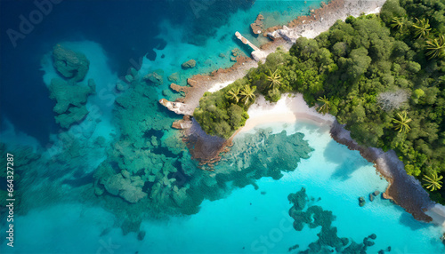 Bird s-eye perspective of a Caribbean island