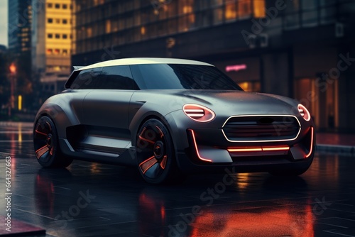 Futuristic sports super concept EV car. Generative AI. © Dusit