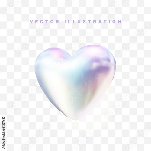 Holographic metal heart chrome 3D object