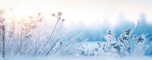Frozen snowy grass, winter natural abstract background. beautiful winter landscape. © FurkanAli
