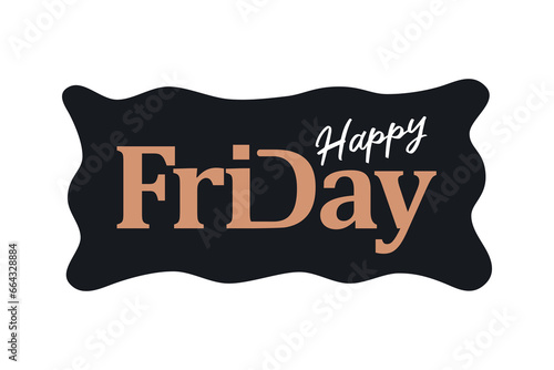 Happy Friday hand drawn lettering. Modern brush calligraphy design for card, poster, social media post, photo overlay. Vector illustration