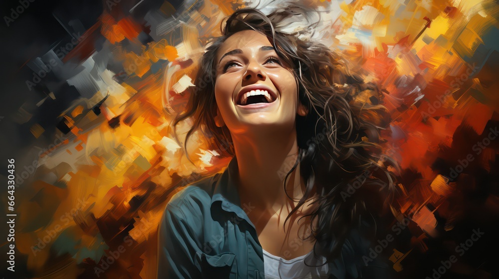portrait of a woman with smiling portrait of a woman with smiling