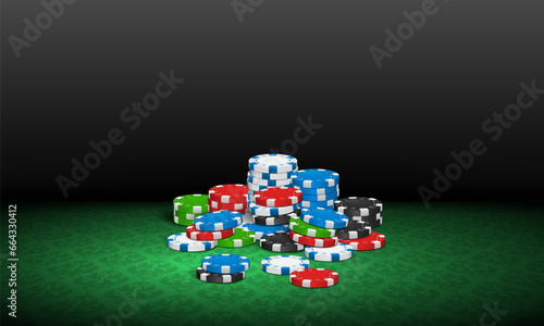 Poker table with chips. Casino concept. Vector illustration.