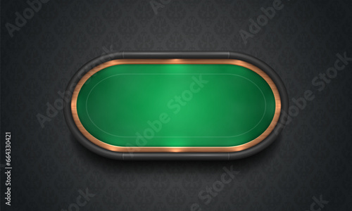 Poker table with green cloth on dark background. Vector illustration.