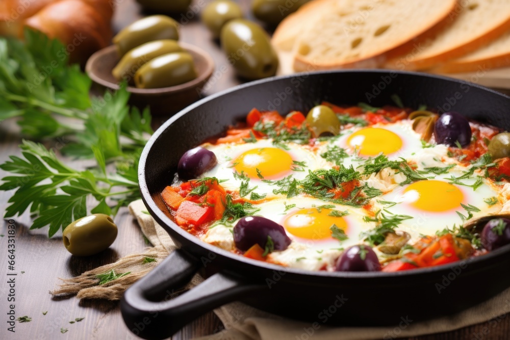 mediterranean shakshuka with olives and artichokes added mediterranean shakshuka with olives and artichokes added