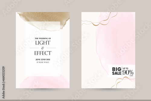 abstract luxury gold pink watercolor paint poster booklet coupon magazine card ad background template for Christmas new year beauty fashion make up business