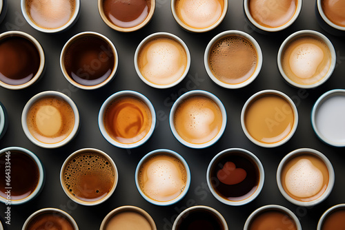 Aerial view of various coffee