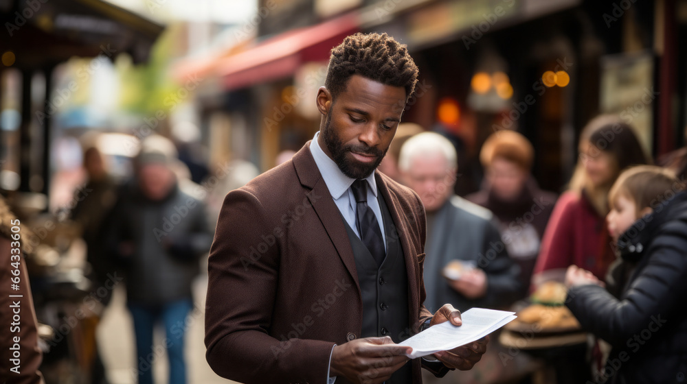A lawyer offering free legal advice to ordinary people on the street. A lawyer offering free legal advice to ordinary people on the street.