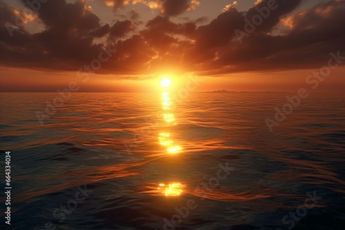 a stunning view of the sun rising across the horizon. Generative AI © Eudora